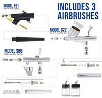 Master Airbrush KIT-SP19-20 juego de pintura con sistema vaporizador con compresor estándar (11 elementos) - Arteztik
