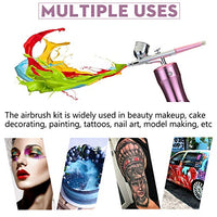 Snefe - Kit de aerógrafo, mini pistola compresora de aire, recargable, portátil, multiusos, pluma de aire con aguja de 0.012 in para maquillaje, tatuaje, decoración de uñas, coche, pintura, tarta, US, Rosado - Arteztik
