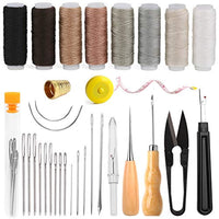 Kit de reparación de tapicería de piel con punzón de costura, rasqueta de costura, agujas de costura de mano de cuero, hilo de costura, kit de herramientas de artesanía de cuero para principiantes y profesionales artesanía de cuero - Arteztik
