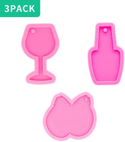 Juego de 3 moldes de resina para llaveros, botellas, copas, gatitos, moldes epoxi, moldes de resina y silicona para fundición - Arteztik
