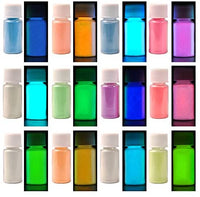 Seisso 12 colores brillan en la oscuridad polvo pigmento, 20 gramos/0.7 oz polvo luminoso seguro para la piel polvo nocturno tinte de pigmento de color no tóxico para resina epoxi, slime, bricolaje, manualidades, arte de uñas, pintura acrílica - Arteztik
