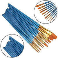Suproot Juego de pinceles de pintura, 10 pinceles planos para acuarela, aceite, pintura acrílica y manualidades, uñas, pintura facial (cepillo azul) (negro) - Arteztik
