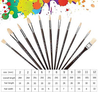 Fuumuui - Juego de 11 pinceles profesionales 100% naturales para pintura al óleo de gouache acrílico, cerdas de cerdas de cerdo de cerdo puro con una caja de transporte (amarillo) - Arteztik
