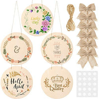 Cartel de madera de Navidad en blanco con rebanadas de madera para puerta delantera, sin terminar con cuerda y lazo de decoración, cinta transparente para decoración de Navidad (17) - Arteztik
