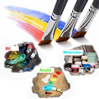 Amagic - Juego de 9 pinceles de punta plana con estuche para acuarela de aceite acrílico, kits de pintura profesional con puntas de nailon sintético, mango largo de madera - Arteztik
