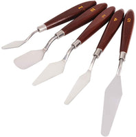 5 piezas de cuchillos de pintura, paleta de acero inoxidable cuchillo conjunto de pintura raspador espátula cuchillo herramientas accesorios para óleo lienzo pintura acrílica - Arteztik
