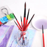 Transon Artist - Juego de 9 pinceles de acuarela redondos sintéticos para pintura acrílica, gouache, aceite, tempera, esmalte y pintura facial - Arteztik
