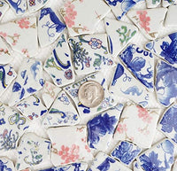 Lanyani Roto China Mosaico Azulejos, Azulejo de cerámica de porcelana azul y blanca esmaltado irregular para manualidades - Arteztik
