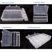 SUITUS 4 unidades 15 grandes compartimentos caja organizadora de plástico para cinta Washi, caja de almacenamiento transparente con divisores ajustables para joyas, manualidades, pegatinas, cuentas, aparejos de pesca (10.8 x 6.5 x 2.2 pulgadas) - Arteztik
