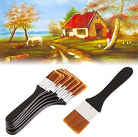 ARRIVEOK - Juego de 7 pinceles de pintura de cabeza plana, pinceles de pintura artística, cepillos de limpieza de mango largo para aplicar pintura acrílica Gouache, pintura al óleo, acuarela, madera, pared, limpiador de muebles, varios tamaños - Arteztik
