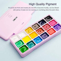 HIMI Gouache Juego de pintura, 18 colores x 1.0 fl oz, diseño único de taza de gelatina, estuche portátil con paleta para artistas, estudiantes, pintura de acuarela Gouache (rosa) - Arteztik
