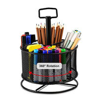 Marbrasse organizador de escritorio de malla, rotación de 360 grados, soporte multifuncional para bolígrafos, 4 compartimentos, organizador de escritorio estático, caja de almacenamiento para suministros de arte para el hogar o la oficina - Arteztik
