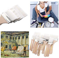 ARRIVEOK - Juego de 7 pinceles de pintura de cabeza plana, pinceles de pintura artística, cepillos de limpieza de mango largo para aplicar pintura acrílica Gouache, pintura al óleo, acuarela, madera, pared, limpiador de muebles, varios tamaños - Arteztik
