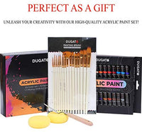 DUGATO - Juego de pintura acrílica, 24 colores ricos de pigmento, 15 pinceles de pintura de primera calidad, 2 esponjas y cuchillo de mezcla, para pintar lienzo, madera, arcilla, cerámica, tela, manualidades, para niños, adultos, principiantes, estudiante - Arteztik
