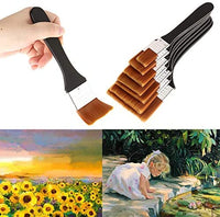 ARRIVEOK - Juego de 7 pinceles de pintura de cabeza plana, pinceles de pintura artística, cepillos de limpieza de mango largo para aplicar pintura acrílica Gouache, pintura al óleo, acuarela, madera, pared, limpiador de muebles, varios tamaños - Arteztik
