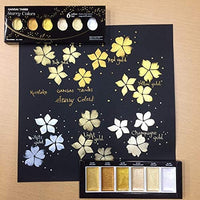 Kuretake GANSAI TAMBI Acuarela Estrellada, Perla, GEM 6 Colores Triple Pack, Oro, Plata, mica, Creamy-Smooth, Artesanía, Calidad Profesional de Tinta de Pigmento para Artistas y Artesanía, Certificado AP, - Arteztik
