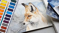 Juego de pintura de acuarela Falling in Art, 36 tartas de agua con cepillo de agua y almohadilla de papel - Arteztik
