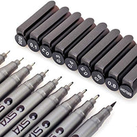 MISULOVE - Bolígrafos de tinta fineliner, bolígrafos multiliner de precisión para ilustración de artista, bocetos, dibujo técnico, manga, scrapbooking (9 tamaños/negro) - Arteztik
