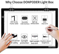 DONPODER 2G A4 caja de luz para trazado y dibujo con marco resistente Duarable, almohadilla de luz regulable para pintura de diamante, cuadro de luz, cuadro de luz para dibujar animación Stencilling - Arteztik
