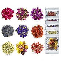 YoleShy flores secas, kit de hierbas secas naturales para baño, fabricación de jabón, fabricación de velas, 9 bolsas incluyen lavanda seca, pétalos de rosa, flor de jazmín, gomphrena Globosa y más - Arteztik
