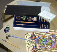 Daveliou - Juego de bolígrafos de caligrafía, 17 piezas, cristal azul y bolígrafos de madera, 10 plumas y 4 tintas, control superior - Arteztik
