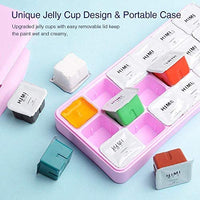 HIMI Gouache Juego de pintura, 18 colores x 1.0 fl oz, diseño único de taza de gelatina, estuche portátil con paleta para artistas, estudiantes, pintura de acuarela Gouache (rosa) - Arteztik
