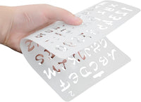 NABLUE - Juego de 8 plantillas de plástico con letras del alfabeto, para dibujar, dibujar, dibujar, dibujar, escala, para planificador de diarios, álbumes de recortes, proyectos de manualidades de pintura - Arteztik
