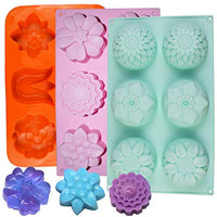 3 moldes de silicona para jabón de flores, 6 cavidades, molde para magdalenas, moldes con forma de flor, para hacer galletas de gelatina, chocolate, bandejas de jabón hechas a mano, color al azar - Arteztik
