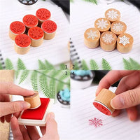 Decora - 6 sellos de goma de madera con diseño de copo de nieve para tarjetas, álbumes de recortes y manualidades - Arteztik

