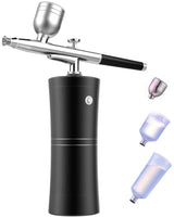 FATUXZ Portable Makeup Airbrush Set with Mini Air Compressor Ink Cup Spray Pen for Tattoo Nail Art Face Paint Cake Deraction Coloring Model(5ML,20ML,40ML Capacity Cup,Pink) - Arteztik
