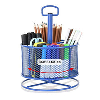 Marbrasse organizador de escritorio de malla, rotación de 360 grados, soporte multifuncional para bolígrafos, 4 compartimentos, organizador de escritorio estático, caja de almacenamiento para suministros de arte para el hogar o la oficina - Arteztik

