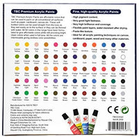 TBC The Best Crafts Juego de pintura acrílica de 60 colores (0.7 fl oz x 60) para artistas profesionales, adultos. Pintura de roca, pintura de arcilla, lienzo, pintura de tela, suministros de artes y manualidades y artículos esenciales de arte escolar par - Arteztik
