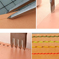 Suwimut - Juego de 26 herramientas de costura de cuero, herramientas de bricolaje de cuero con agujero de 0.157 in, punzón de punta, hilo encerado y agujas de costura de ojo grande para trabajo de cuero, manualidades, proyectos - Arteztik
