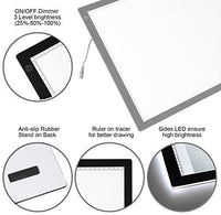 Voilamart - Cuadro de luz LED A2 para cuadro de luz con panel de iluminación, brillo regulable con clip de papel, 2 cables, para dibujo de manualidades, dibujo, plantilla de dibujo - Arteztik
