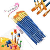 Veczom - Juego de 12 pinceles de pintura para artistas, diferentes tamaños, pinceles de nailon, pincel para pintura acrílica al óleo, acuarela, arte de uñas faciales, pintura de roca, artistas de pintura Gouache, adultos, niños - Arteztik
