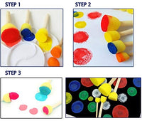 16Pcs Round Foam Paint Brush Set,Seals Sponge Paint Brushes Kits Portable Craft Foam Painting Drawing Stippler Kit with Wooden Handle Drawing Tool for Kids Graffiti DIY Arts/Acrylic/Varnishes - Arteztik

