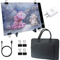 Almohadilla de luz LED A4 con cable USB, cargador de pared USB, bolsa de fieltro de poliéster y clip de almohadilla negra para manualidades y pintura de diamante - Arteztik
