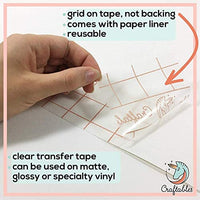 Craftables - Rollo de cinta de papel de transferencia de vinilo transparente con rejilla de alineación y papel de fácil liberación | Cinta de aplicación de 12.0 in x 4.9 ft para cameo, grillo, vinilo calcomanías, letreros, ventanas, pegatinas - Arteztik
