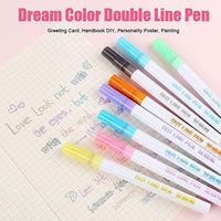 8 colores/set de regalo tarjeta de escritura dibujo bolígrafos de doble línea contorno pluma papelería - Arteztik
