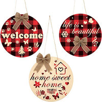 Cartel de madera de Navidad en blanco con rebanadas de madera para puerta delantera, sin terminar con cuerda y lazo de decoración, cinta transparente para decoración de Navidad (17) - Arteztik
