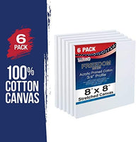 US Art Supply - Lienzo estirado, 8.0 x 8.0 in, calidad profesional, sin ácidos, 6 unidades – Perfil 3/4 de 12 onzas con imprimación Gesso - (1 funda completa de 6 lienzos individuales) - Arteztik
