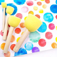 16Pcs Round Foam Paint Brush Set,Seals Sponge Paint Brushes Kits Portable Craft Foam Painting Drawing Stippler Kit with Wooden Handle Drawing Tool for Kids Graffiti DIY Arts/Acrylic/Varnishes - Arteztik
