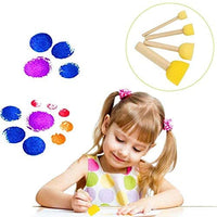 20 Pcs Assorted Size Round and Star Stencil Paint Foam Sponge Sets, Wooden Handle Foam Brush Furniture Art Crafts Painting Tool Supplies Painting Stippler Set DIY Painting Tools in 5 Sizes - Arteztik
