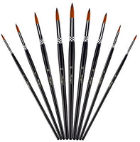 Amagic - Juego de 9 pinceles de punta plana con estuche para acuarela de aceite acrílico, kits de pintura profesional con puntas de nailon sintético, mango largo de madera - Arteztik
