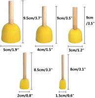 Boloniprod - Juego de 20 plantillas redondas de espuma con mango de madera, para muebles, manualidades, pintura, suministros de herramientas, herramientas de pintura, herramientas de pintura en 5 tamaños para niños - Arteztik
