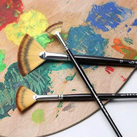 Juego de pinceles de pintura, juego de pinceles para abanico de artistas, brochas de madera largas para pintura, juego de pinceles para pintura al óleo, pintura acrílica, 3 piezas - Arteztik
