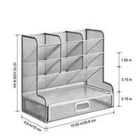 Marbrasse Mesh Desk Organizer, Multi-Functional Pen Holder, Pen Organizer for Desk, Desktop Stationary Organizer, Storage Rack for School Home Office Art Supplies (Silver Mesh Pen Holder with Drawer) - Arteztik
