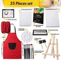 Juego de pintura acrílica RISEBRITE para niños, 47 piezas, incluye pintura no tóxica, caballete de mesa, pinceles de pintura, lienzo, almohadilla de pintura y más suministros de arte para niños - Arteztik

