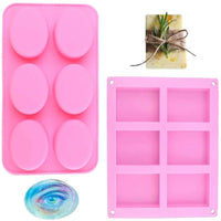 2-Pack silicona jabón moldes Homemade Craft Jabón Hornear Moldes de Silicona para Pastel Tarta Pudín Cookie Making, Rectángulo, de hornear y forma ovalada Mold - Arteztik
