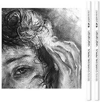2 Pcs White Sketch Charcoal Pencils -Professional Hight Quality Sketch Highlight White Charcoal Wooden Pencils for Artist Drawing, Sketching, Blending - Arteztik
